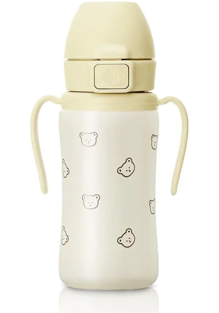 GROSMIMI Insulated 316 Stainless Steel Spill Proof Straw Cup for Toddlers - Bear Design, 10oz - Image 1